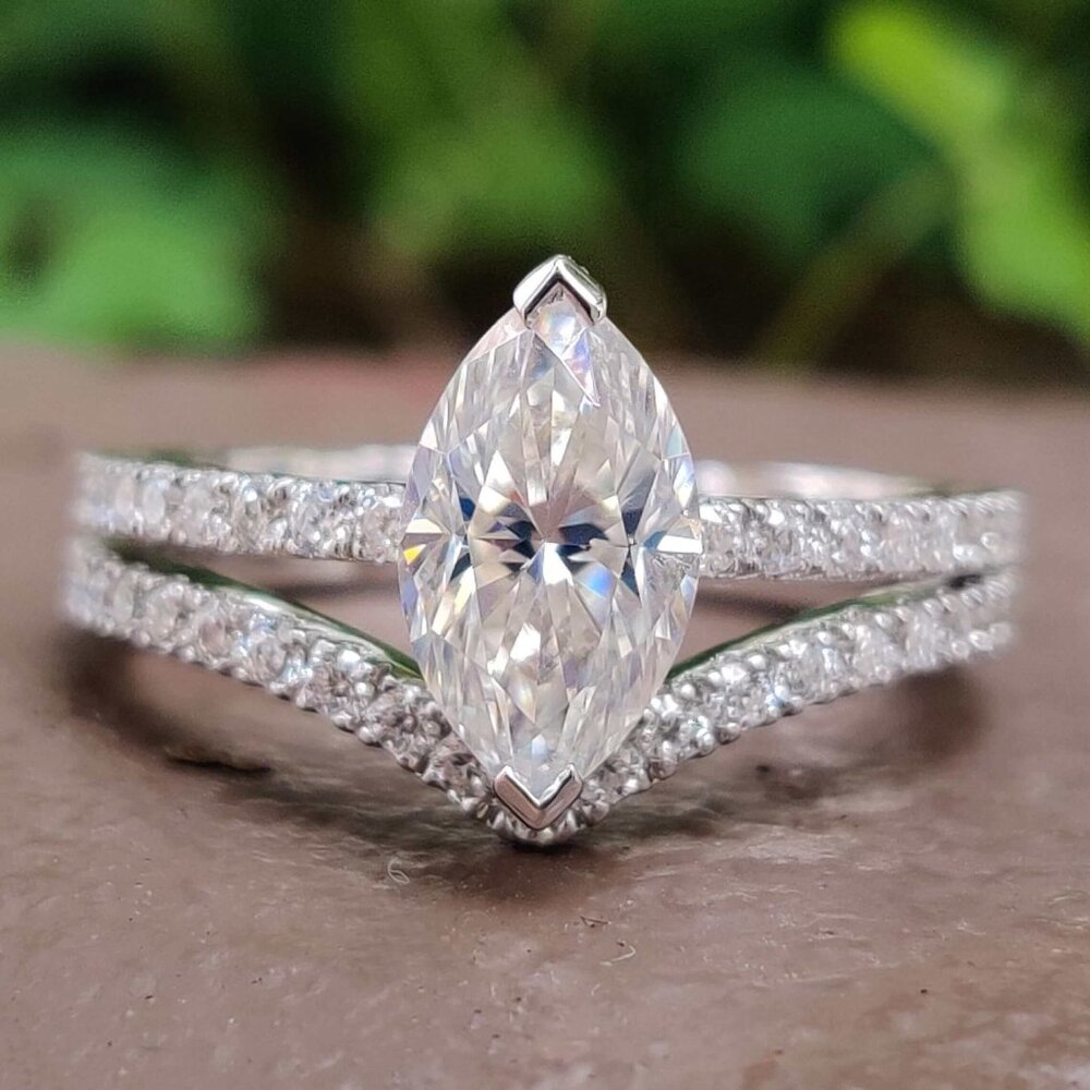 2-Carat Marquise Diamond Wedding Set